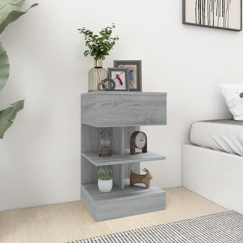 Κομοδίνο Γκρι Sonoma 40 x 35 x 65 εκ. από Επεξεργασμένο Ξύλο - Pakobazaar