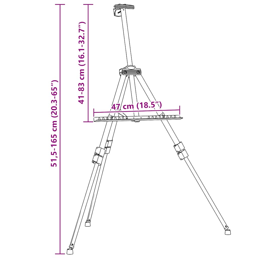 Καβαλέτο Ζωγραφικής Ρυθμιζόμενο Μαύρο Μεταλλικό