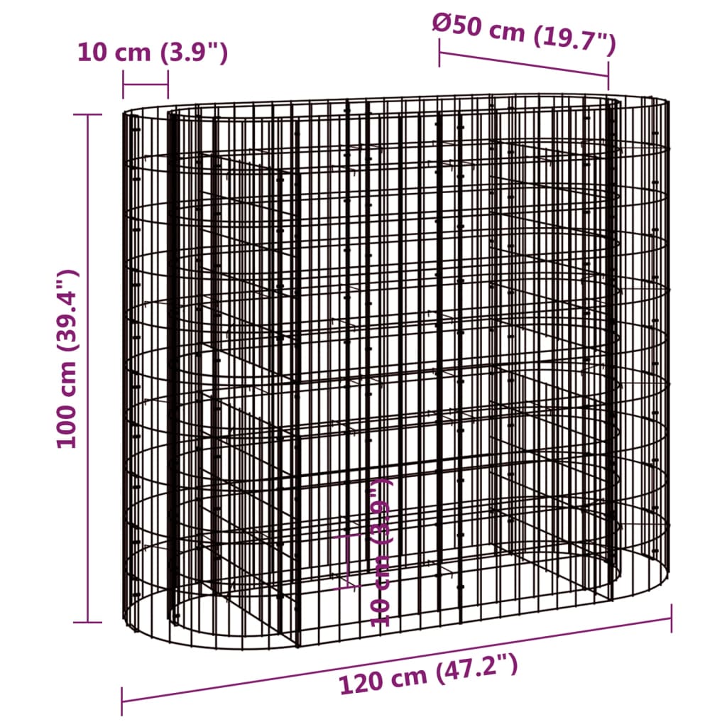 Συρματοκιβώτιο-Γλάστρα Υπερυψωμένη 120x50x100 εκ Γαλβαν. Ατσάλι - PAKOBAZAAR