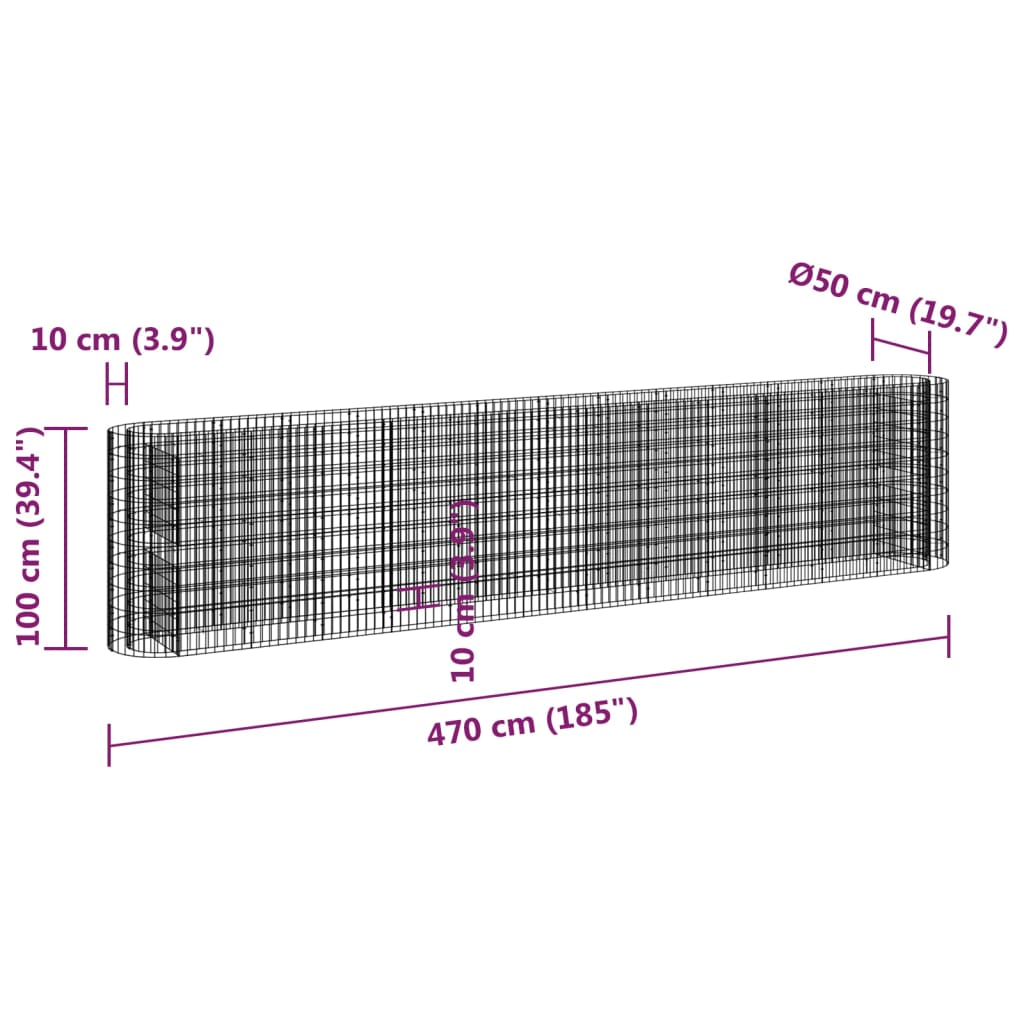 Συρματοκιβώτιο-Γλάστρα Υπερυψωμένη 470x50x100 εκ Γαλβαν. Ατσάλι - PAKOBAZAAR