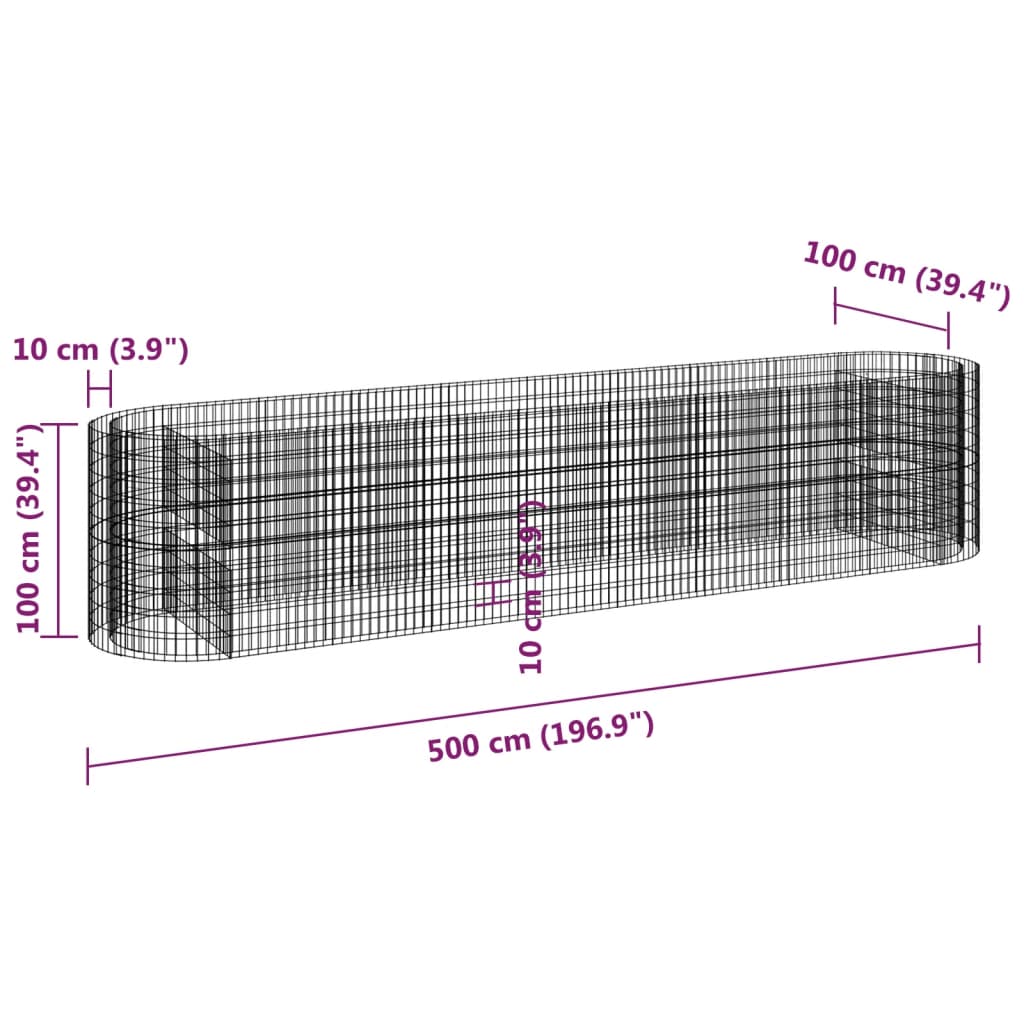 Συρματοκιβώτιο-Γλάστρα Υπερυψωμένη 500x100x100 εκ Γαλβ. Ατσάλι - PAKOBAZAAR