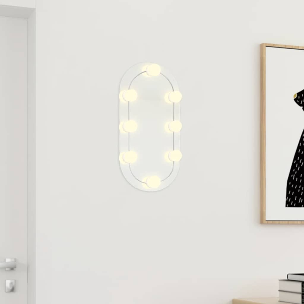 Καθρέφτης με Φώτα LED 40x20 εκ. Γυαλί Οβάλ - PAKOBAZAAR