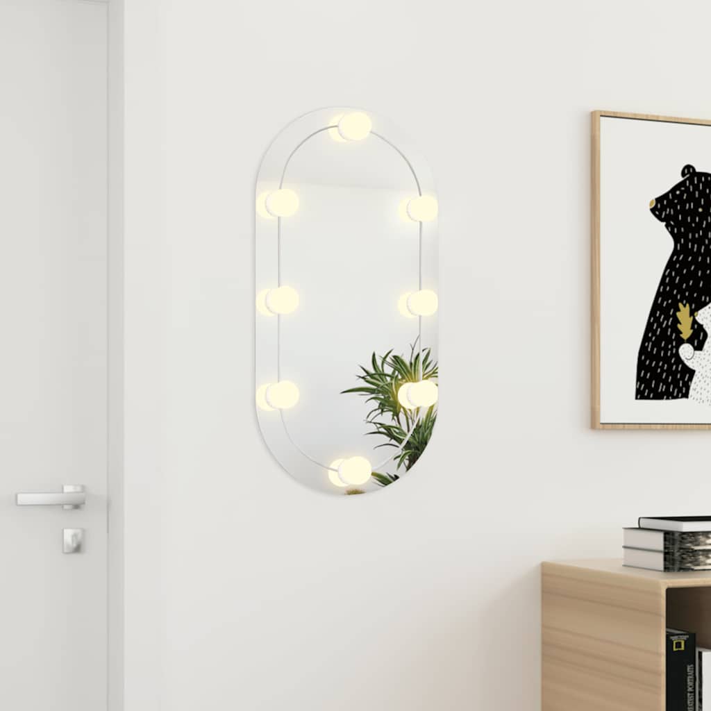 Καθρέφτης με Φώτα LED 80x40 εκ. Γυαλί Οβάλ - PAKOBAZAAR