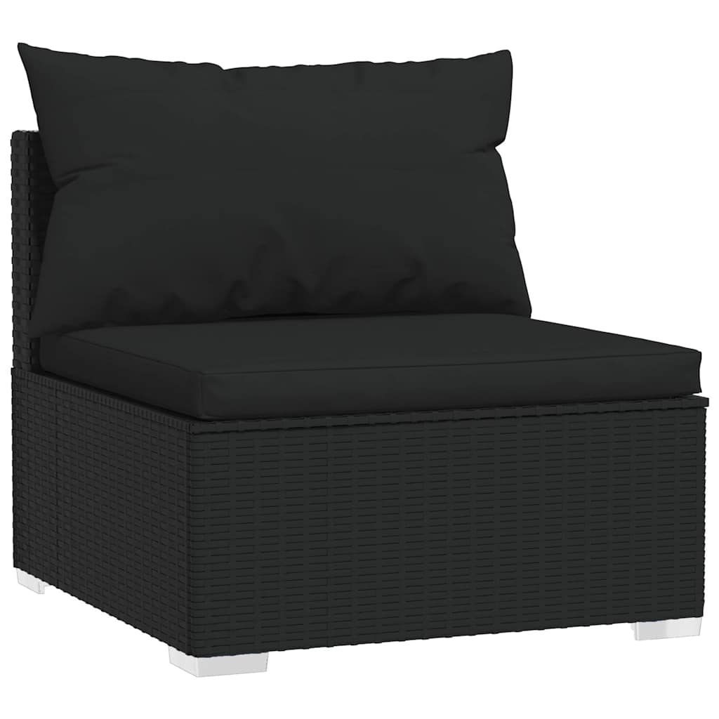 Σαλόνι Κήπου 5 Τεμαχίων Μαύρο από Συνθετικό Ρατάν με Μαξιλάρια