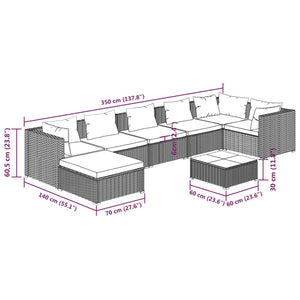 Σαλόνι Κήπου Σετ 8 Τεμαχίων Καφέ Συνθετικό Ρατάν με Μαξιλάρια - PAKOBAZAAR