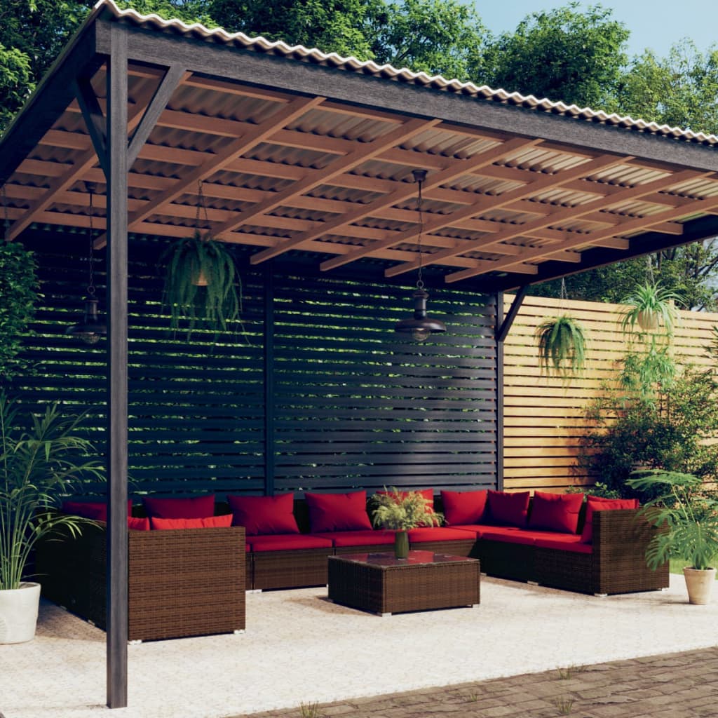 Σαλόνι Κήπου Σετ 11 Τεμαχίων Καφέ Συνθετικό Ρατάν με Μαξιλάρια - PAKOBAZAAR
