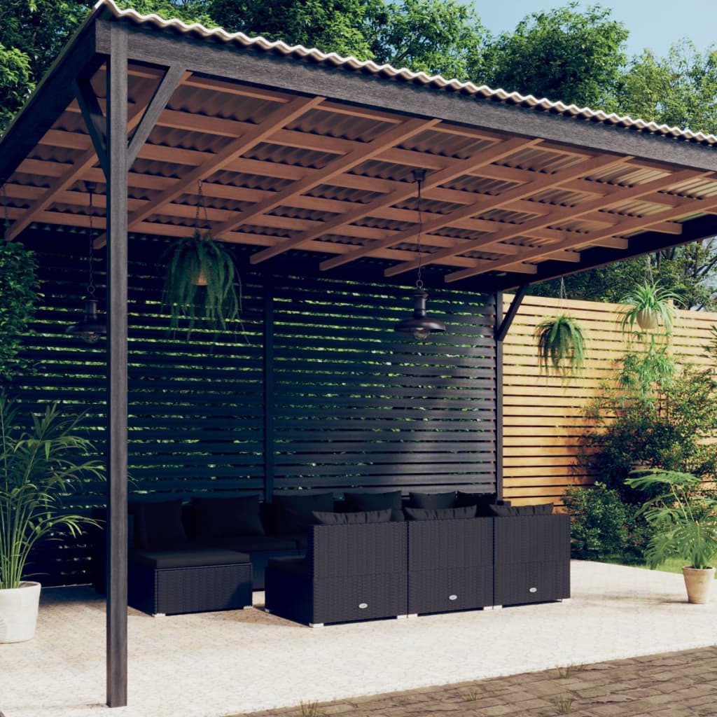 Σαλόνι Κήπου Σετ 10 Τεμαχίων Μαύρο Συνθετικό Ρατάν με Μαξιλάρια - PAKOBAZAAR