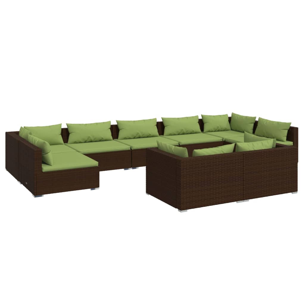 Σαλόνι Κήπου 9 Τεμαχίων Καφέ από Συνθετικό Ρατάν με Μαξιλάρια - PAKOBAZAAR