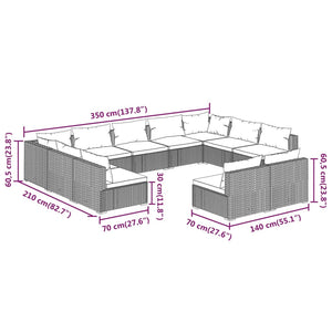 Σαλόνι Κήπου 11 Τεμαχίων Γκρι από Συνθετικό Ρατάν με Μαξιλάρια - PAKOBAZAAR