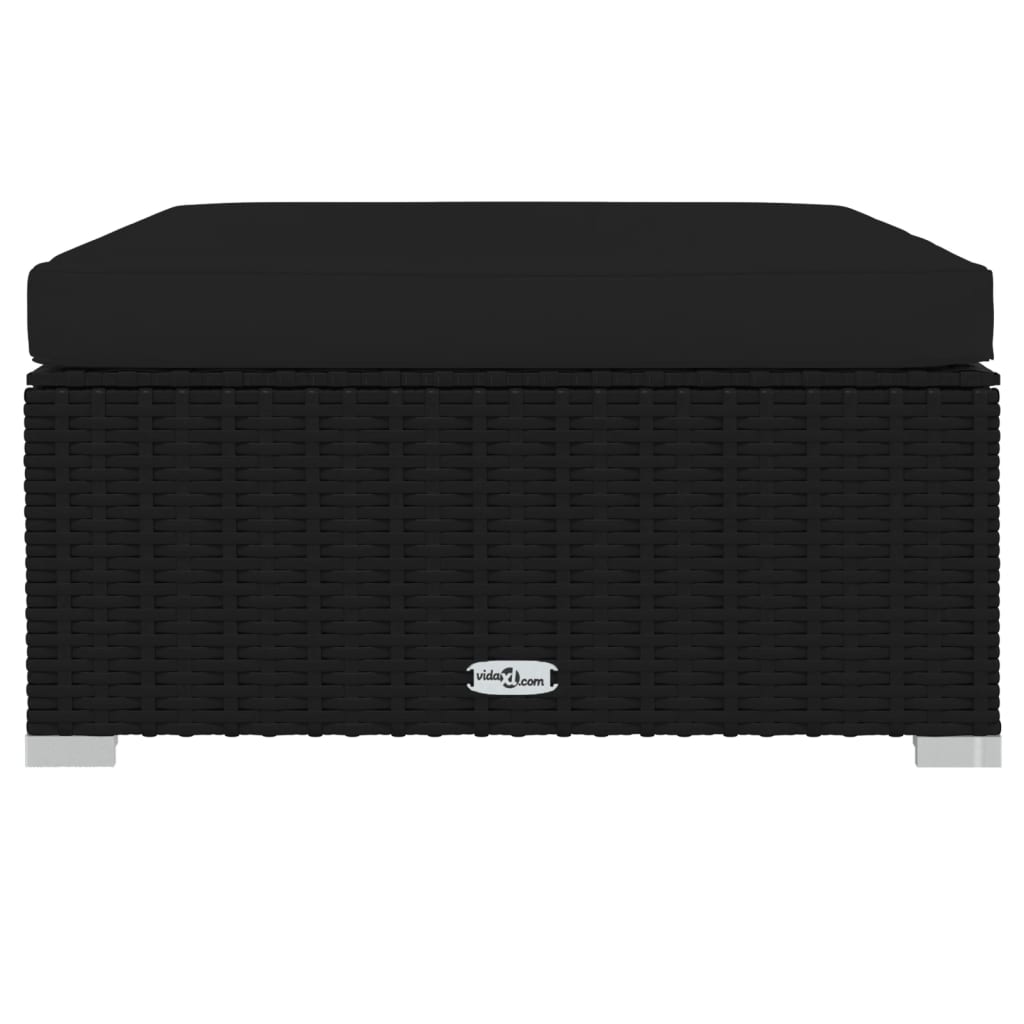 Σαλόνι Κήπου 11 Τεμαχίων Μαύρο Συνθετικό Ρατάν με Μαξιλάρια - PAKOBAZAAR