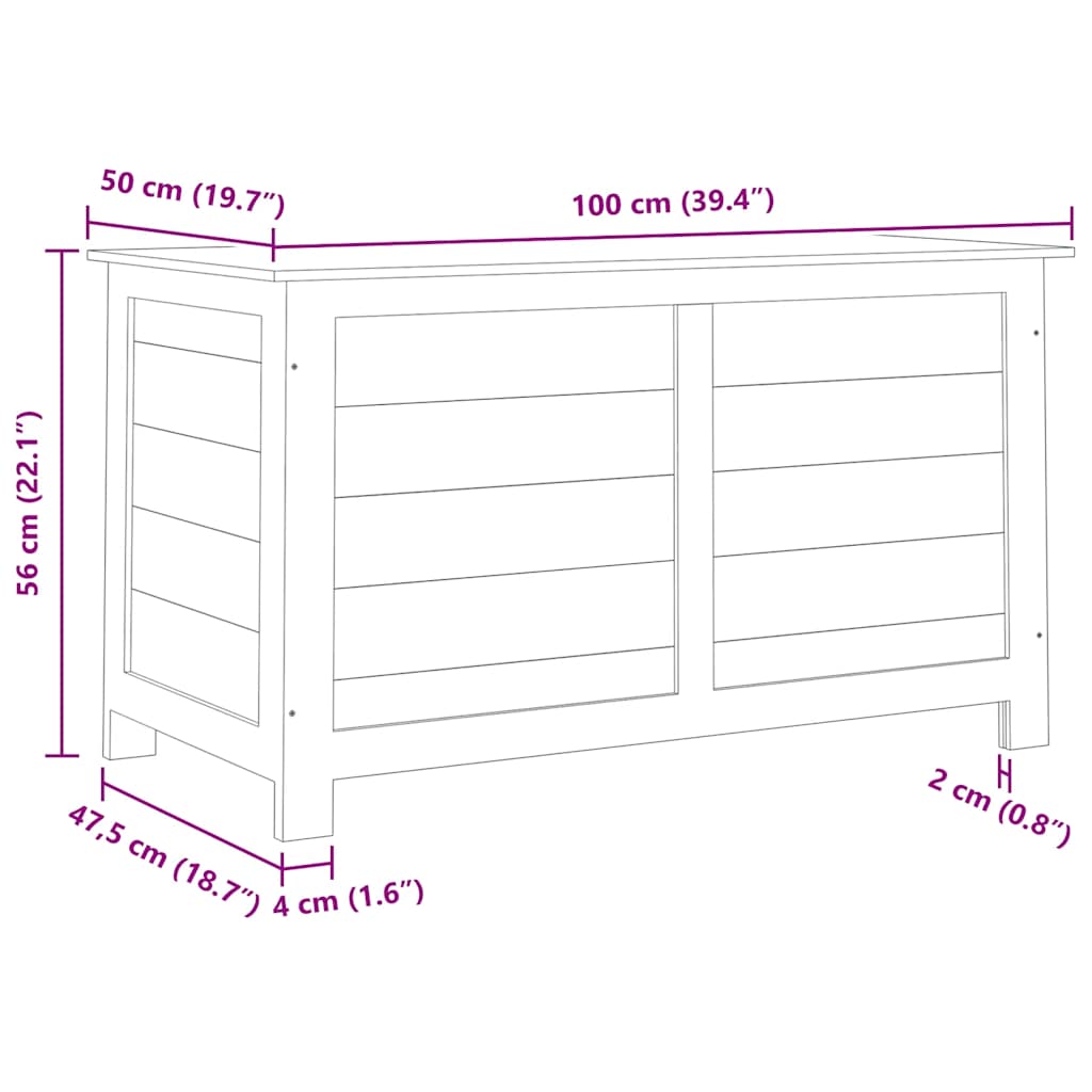 Κουτί Μαξιλαριών Εξ. Χώρου Ανθρακί 100x50x56 εκ. Μασίφ Ελάτη - PAKOBAZAAR