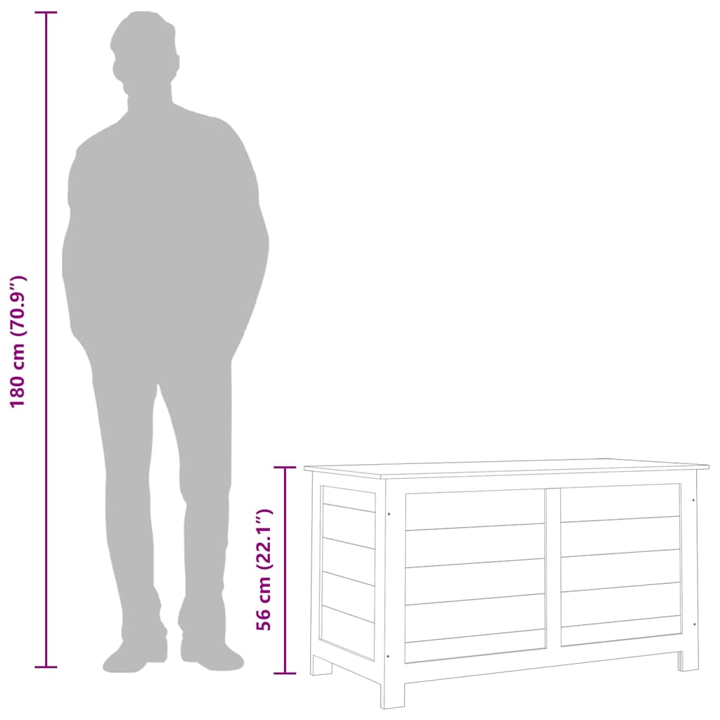 Κουτί Μαξιλαριών Εξ. Χώρου Ανθρακί 100x50x56 εκ. Μασίφ Ελάτη - PAKOBAZAAR