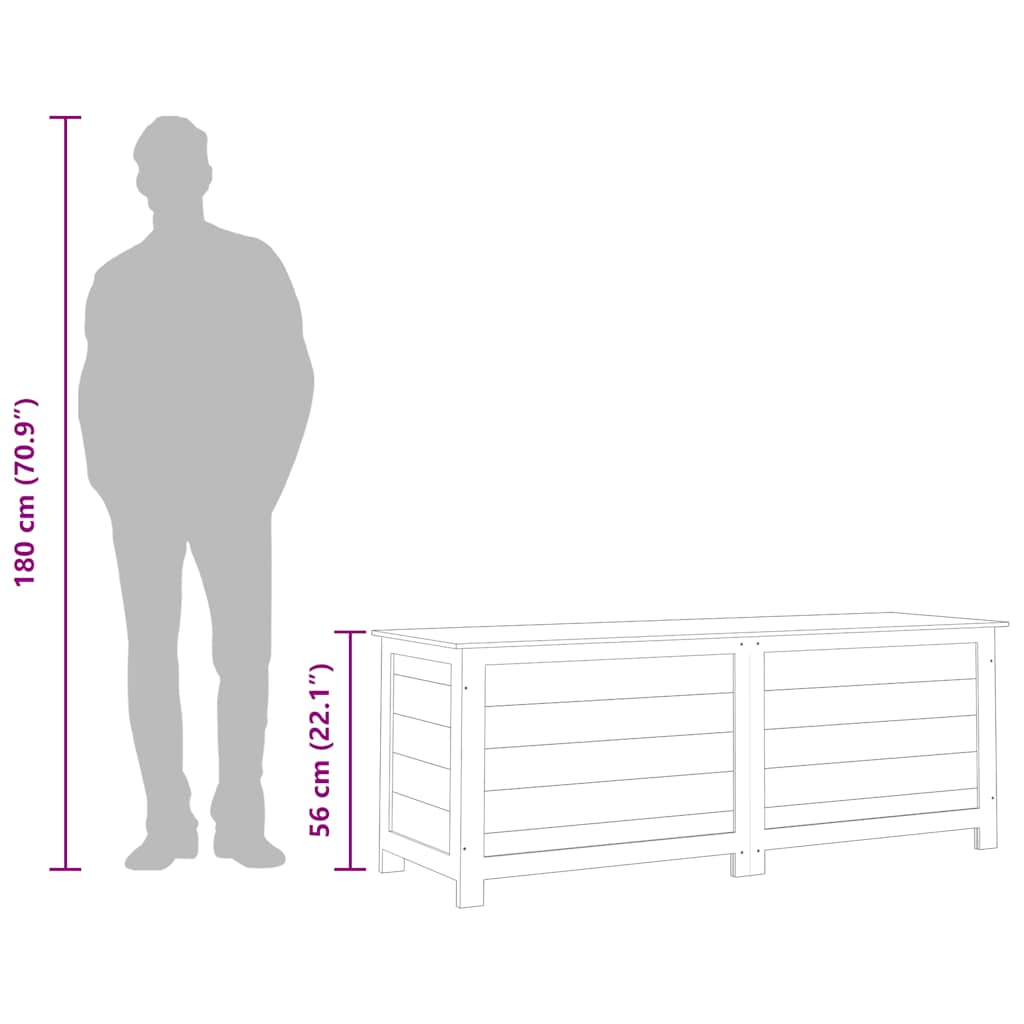 Κουτί Μαξιλαριών Εξ. Χώρου Ανθρακί 150x50x56 εκ. Μασίφ Ελάτη - PAKOBAZAAR
