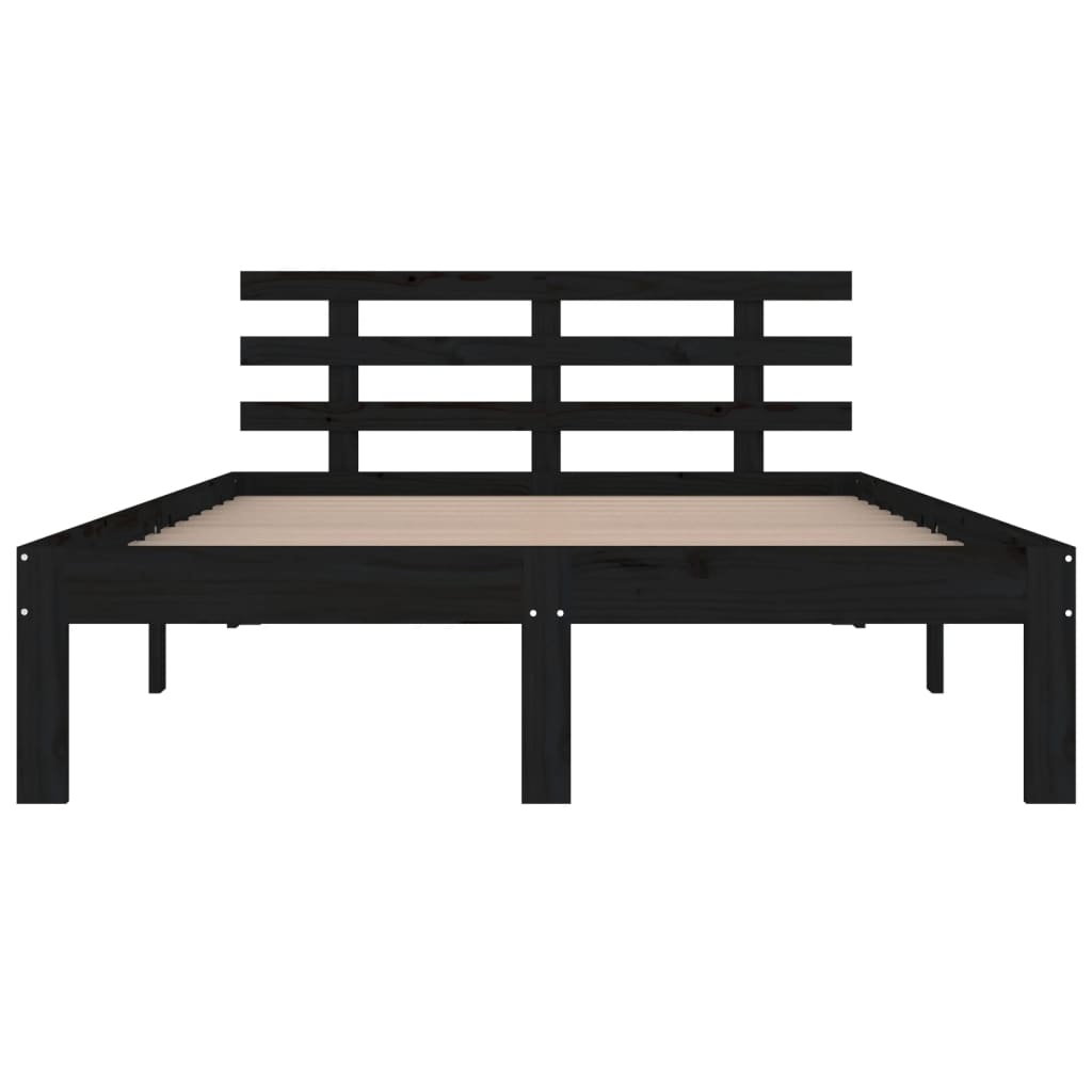Πλαίσιο Κρεβατιού Μαύρο 150 x 200 εκ. Μασίφ Ξύλο King Size