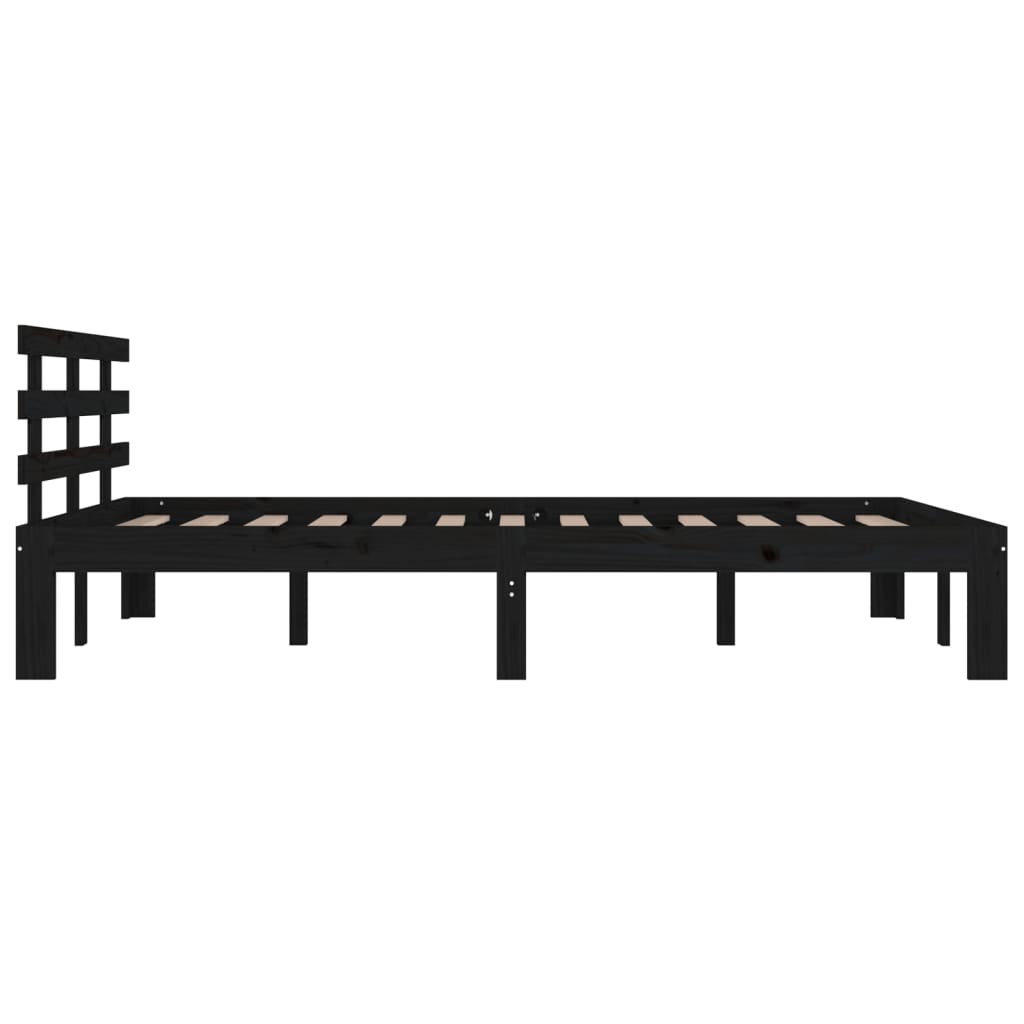 Πλαίσιο Κρεβατιού Μαύρο 150 x 200 εκ. Μασίφ Ξύλο King Size