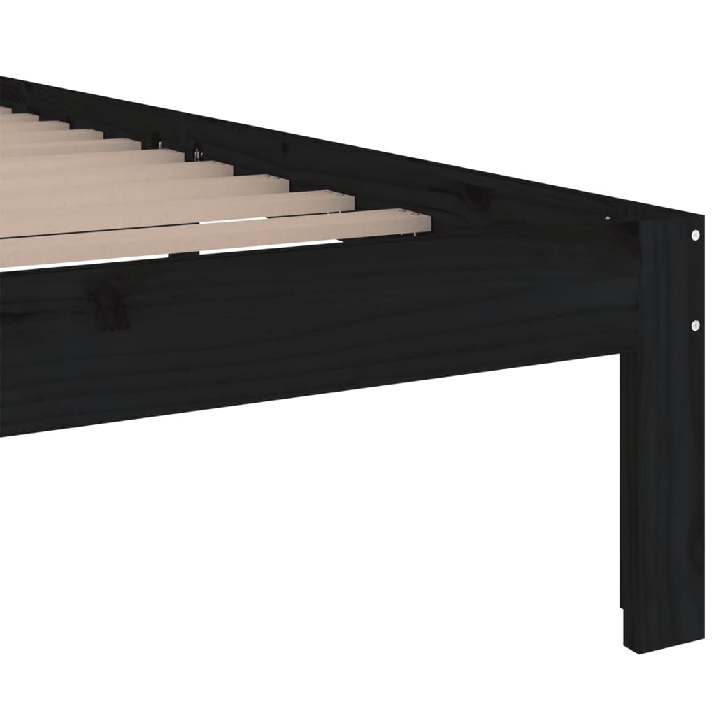 Πλαίσιο Κρεβατιού Μαύρο 150 x 200 εκ. Μασίφ Ξύλο King Size