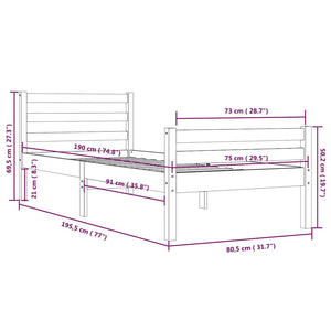 Πλαίσιο Κρεβατιού Μελί 75x190 εκ. Ξύλο Πεύκου Small Single