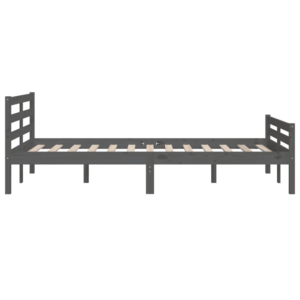 Πλαίσιο Κρεβατιού Γκρι 150 x 200 εκ. Μασίφ Ξύλο King Size