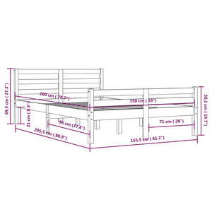 Πλαίσιο Κρεβατιού Μελί 150 x 200 εκ. Μασίφ Ξύλο King Size