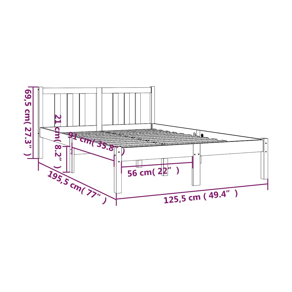 Πλαίσιο Κρεβατιού 120 x 190 εκ. από Μασίφ Ξύλο Small Double