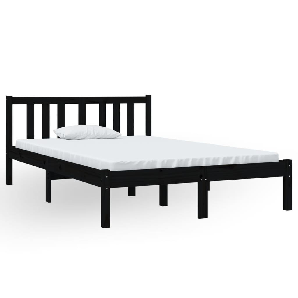 Πλαίσιο Κρεβατιού Μαύρο 120 x 190 εκ. Μασίφ Ξύλο Small Double