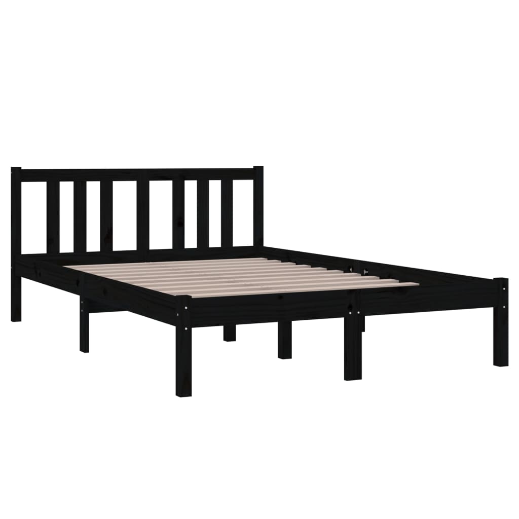 Πλαίσιο Κρεβατιού Μαύρο 120 x 190 εκ. Μασίφ Ξύλο Small Double