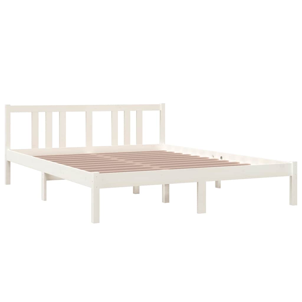 Πλαίσιο Κρεβατιού Λευκό 150 x 200 εκ. Μασίφ Ξύλο King Size