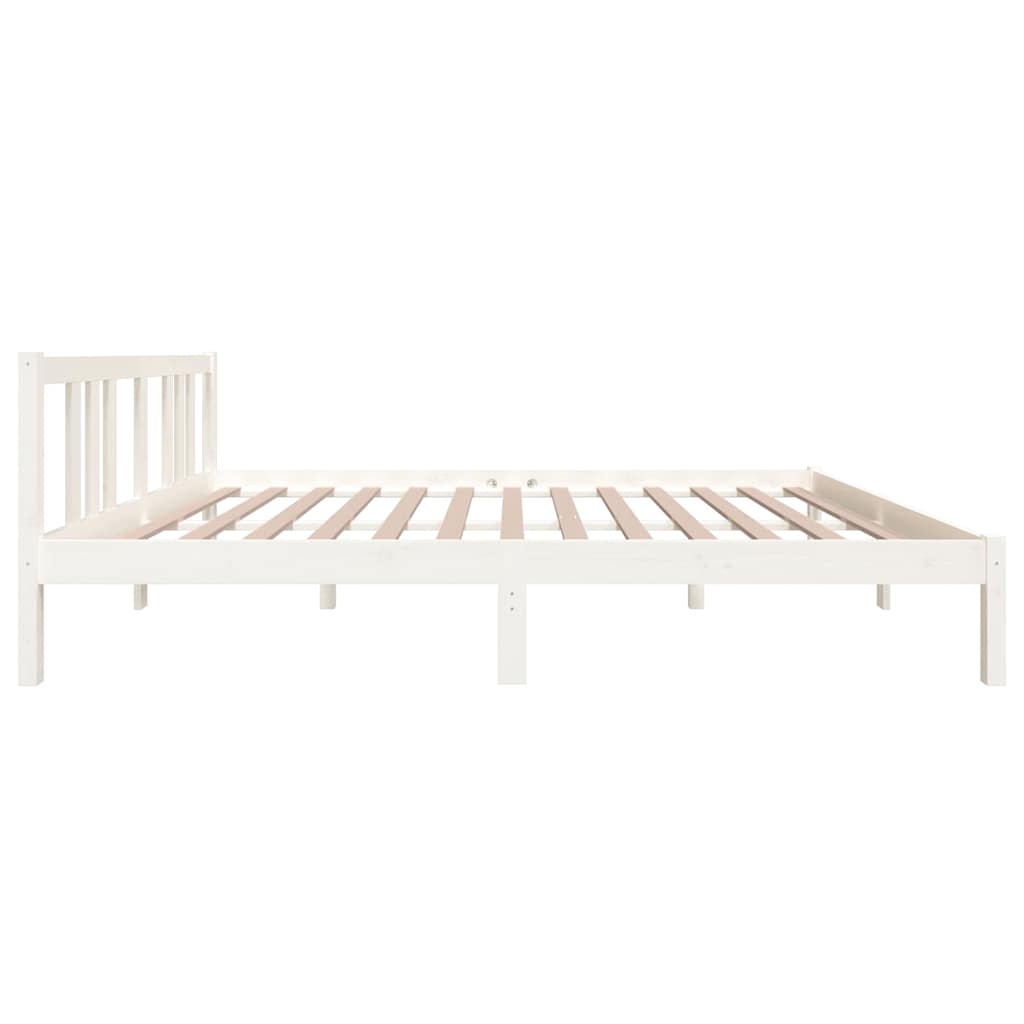 Πλαίσιο Κρεβατιού Λευκό 150 x 200 εκ. Μασίφ Ξύλο King Size