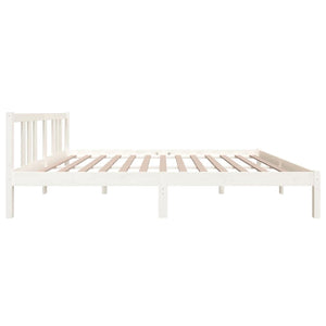 Πλαίσιο Κρεβατιού Λευκό 150 x 200 εκ. Μασίφ Ξύλο King Size