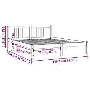 Πλαίσιο Κρεβατιού Λευκό 150 x 200 εκ. Μασίφ Ξύλο King Size