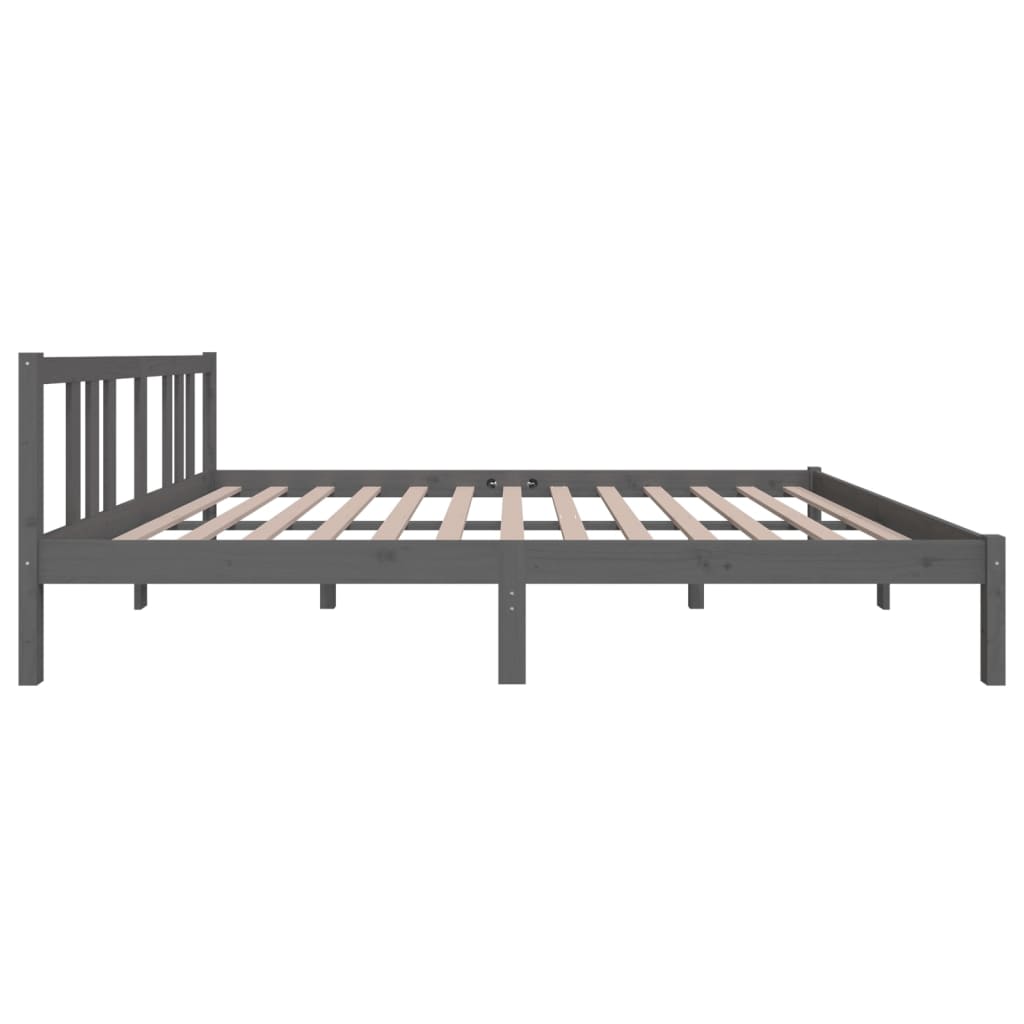 Πλαίσιο Κρεβατιού Γκρι 150 x 200 εκ. Μασίφ Ξύλο King Size
