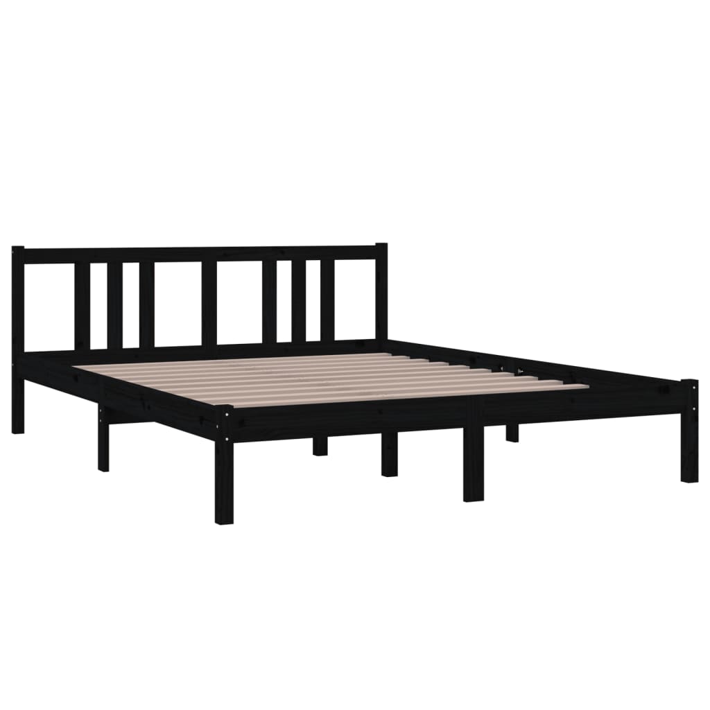 Πλαίσιο Κρεβατιού Μαύρο 150 x 200 εκ. Μασίφ Ξύλο King Size