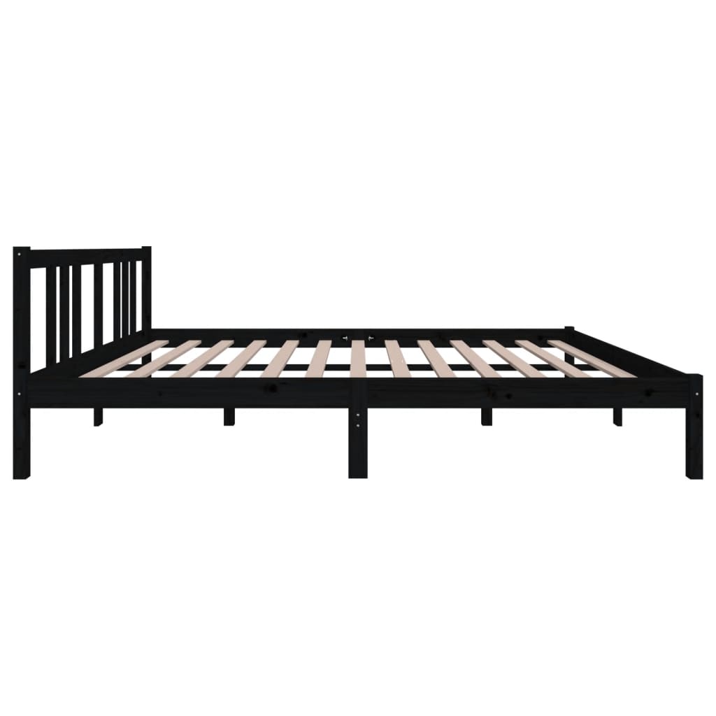Πλαίσιο Κρεβατιού Μαύρο 150 x 200 εκ. Μασίφ Ξύλο King Size