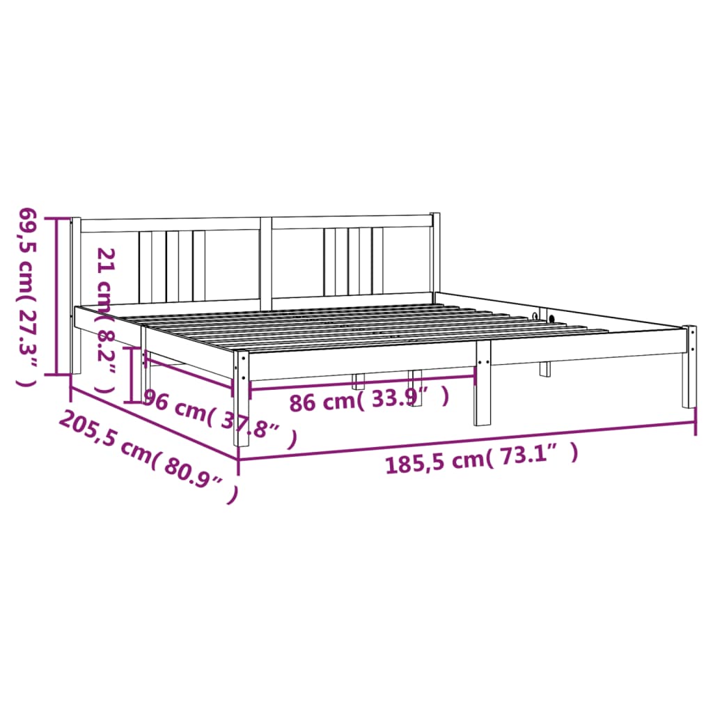 Πλαίσιο Κρεβατιού 180 x 200 εκ. Μασίφ Ξύλο Super King Size