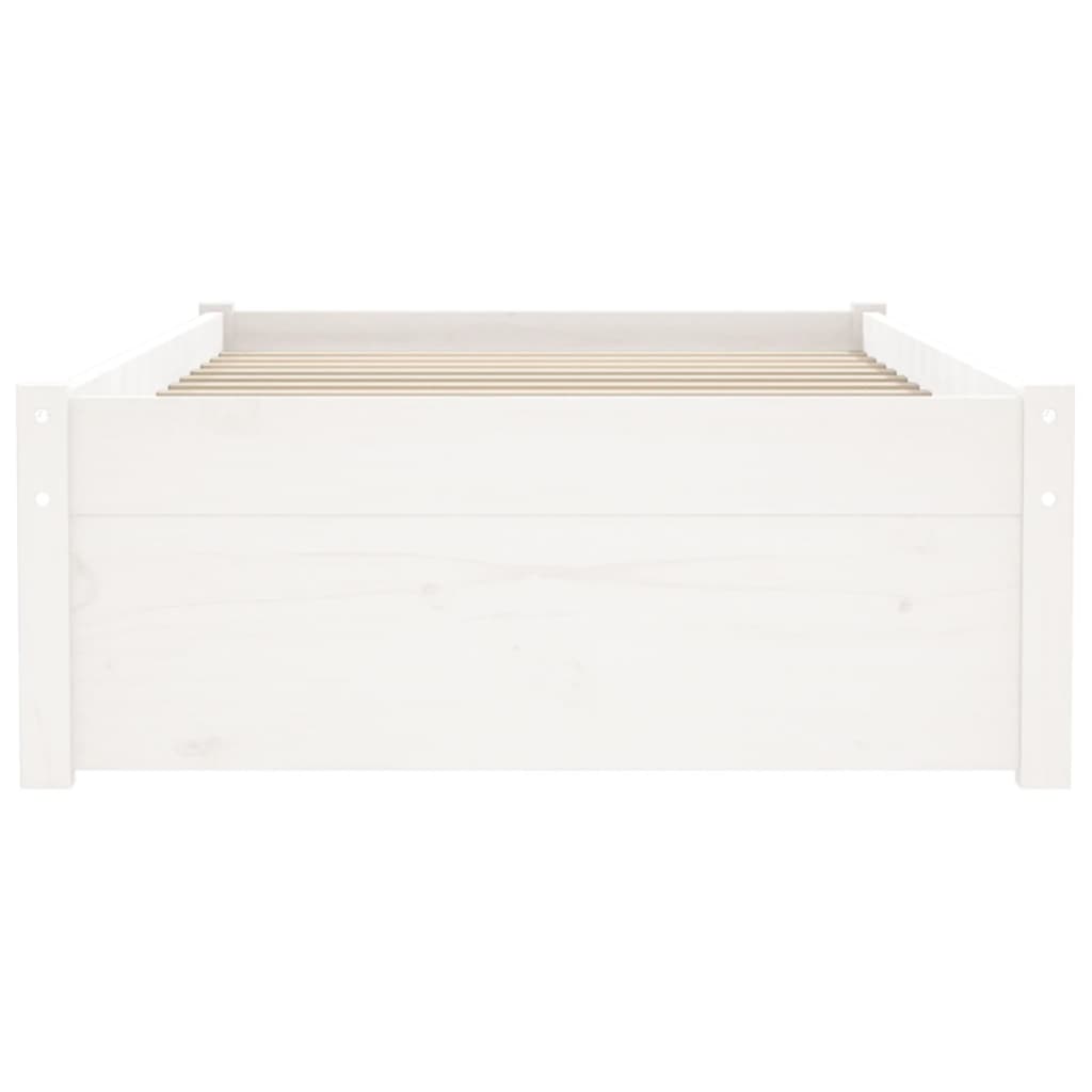Πλαίσιο Κρεβατιού Λευκό 75x190 εκ. Μασίφ Ξύλο Small Single - Pakobazaar