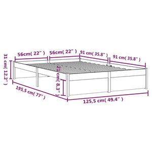 Πλαίσιο Κρεβατιού 120 x 190 εκ. από Μασίφ Ξύλο Small Double