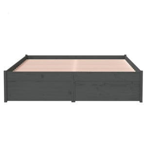 Πλαίσιο Κρεβατιού Γκρι 120x190 εκ. Μασίφ Ξύλο Small Double