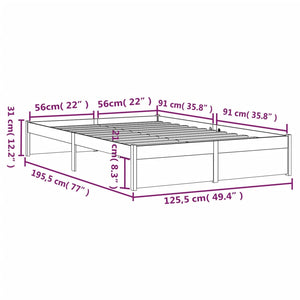 Πλαίσιο Κρεβατιού Γκρι 120x190 εκ. Μασίφ Ξύλο Small Double