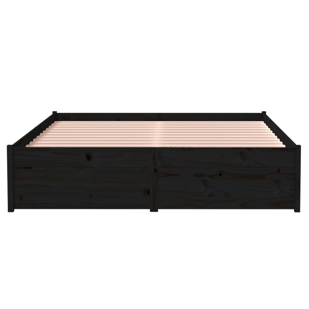 Πλαίσιο Κρεβατιού Μαύρο 120 x 190 εκ. Μασίφ Ξύλο Small Double - Pakobazaar
