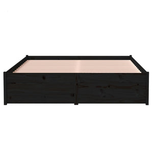 Πλαίσιο Κρεβατιού Μαύρο 120 x 190 εκ. Μασίφ Ξύλο Small Double - Pakobazaar