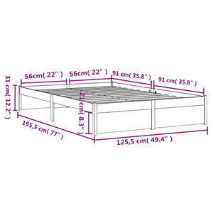 Πλαίσιο Κρεβατιού Μαύρο 120 x 190 εκ. Μασίφ Ξύλο Small Double - Pakobazaar