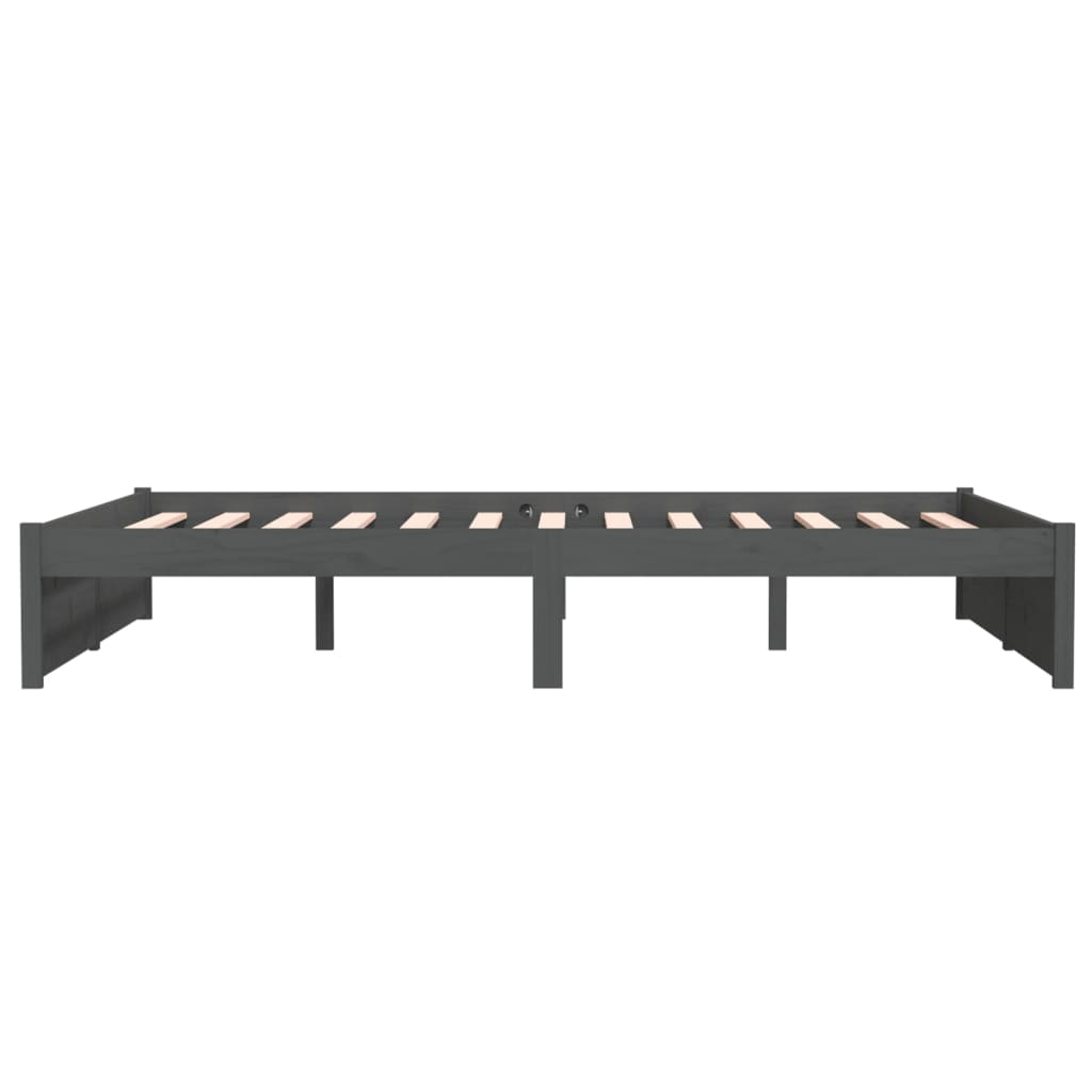 Πλαίσιο Κρεβατιού Γκρι 135 x 190 εκ από Ξύλο Πεύκου Double