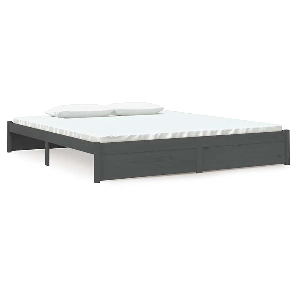 Πλαίσιο Κρεβατιού Γκρι 180 x 200 εκ Ξύλο Πεύκου Super King