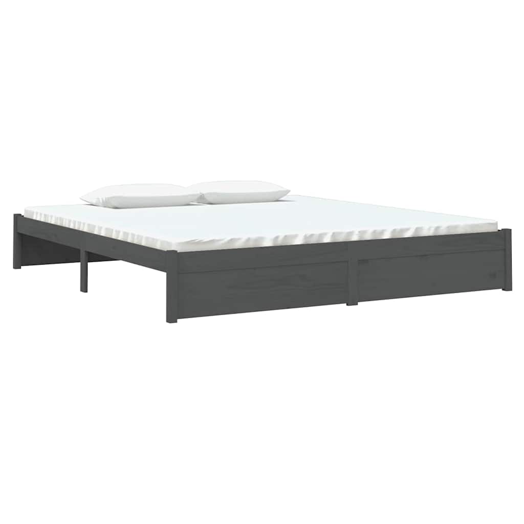 Πλαίσιο Κρεβατιού Γκρι 180 x 200 εκ Ξύλο Πεύκου Super King