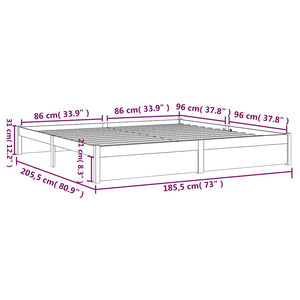 Πλαίσιο Κρεβατιού Γκρι 180 x 200 εκ Ξύλο Πεύκου Super King