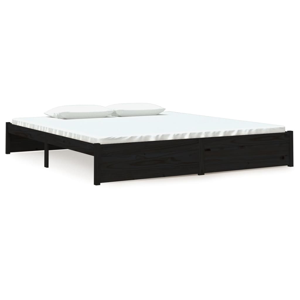 Πλαίσιο Κρεβατιού Μαύρο 180 x 200 εκ Ξύλο Πεύκου Super King