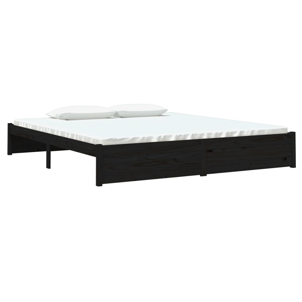 Πλαίσιο Κρεβατιού Μαύρο 180 x 200 εκ Ξύλο Πεύκου Super King