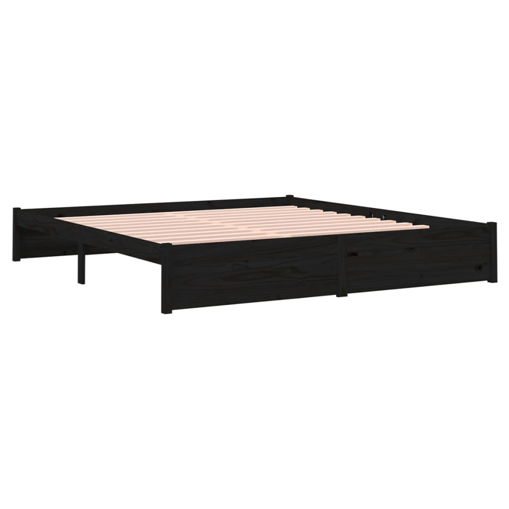 Πλαίσιο Κρεβατιού Μαύρο 180 x 200 εκ Ξύλο Πεύκου Super King