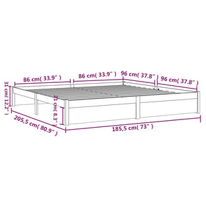 Πλαίσιο Κρεβατιού Μαύρο 180 x 200 εκ Ξύλο Πεύκου Super King