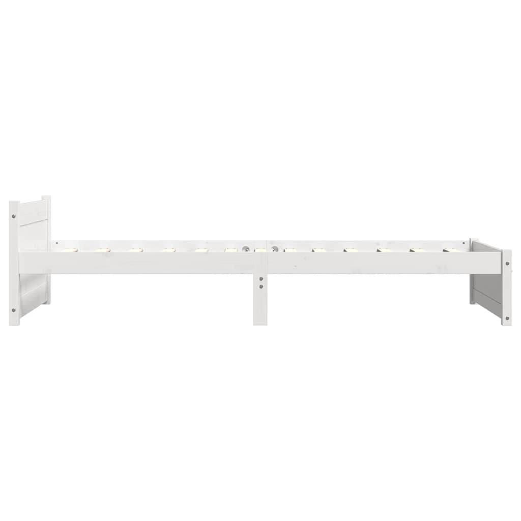 Πλαίσιο Κρεβατιού Λευκό 75x190 εκ. Μασίφ Ξύλο Small Single - Pakobazaar